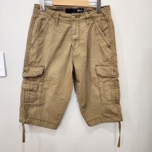 Plugg Mens Sz 29 Military Cargo Shorts Tan Canvas Ripstop 90s Y2K Grunge VINTAGE